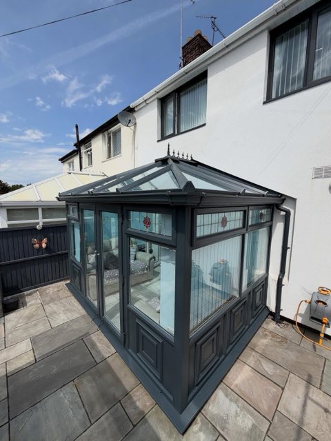 Conservatory sprayed anthracite grey