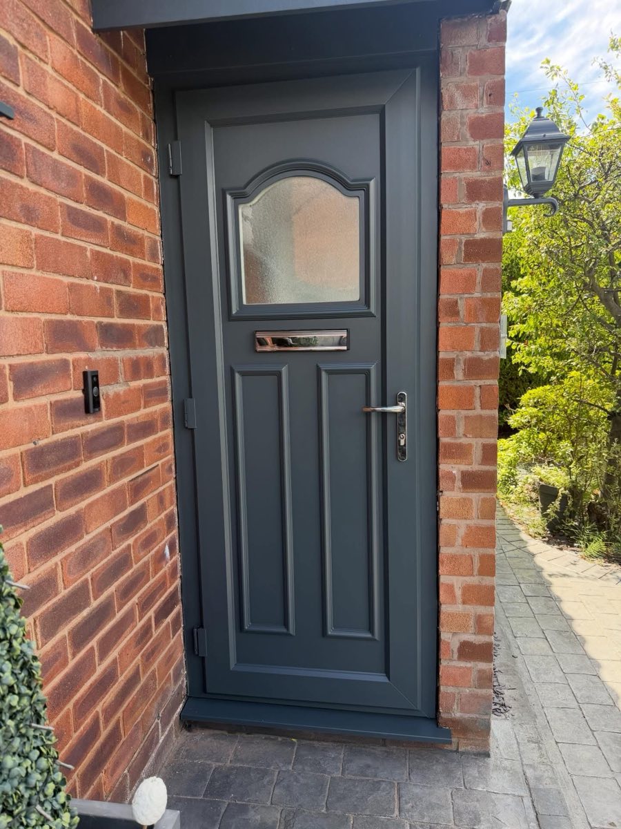After: The same front door sprayed anthracite grey
